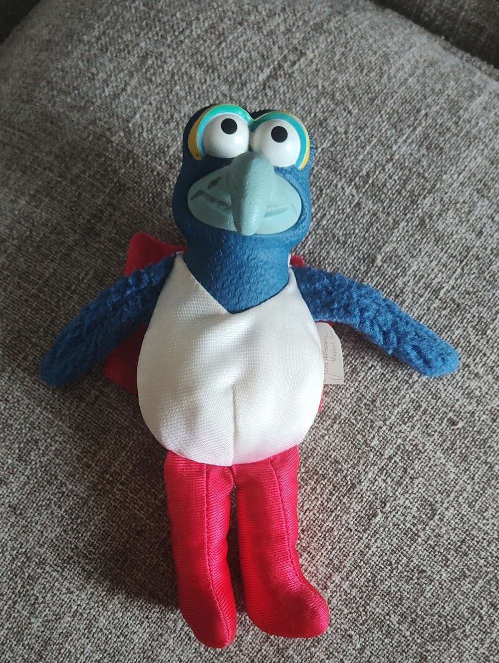 Jim Henson Rare Vintage Gonzo Muppet Beanie with Red Cape, White Belly Red Legs